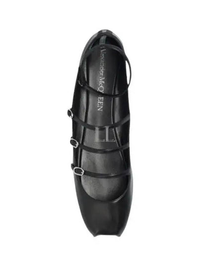 Buckled Straps Leather Ballerina Shoes Black - ALEXANDER MCQUEEN - BALAAN 2