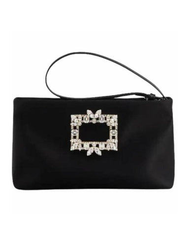 Night Lily Broche Vivier Buckle Satin Mini Shoulder Bag Black - ROGER VIVIER - BALAAN 1