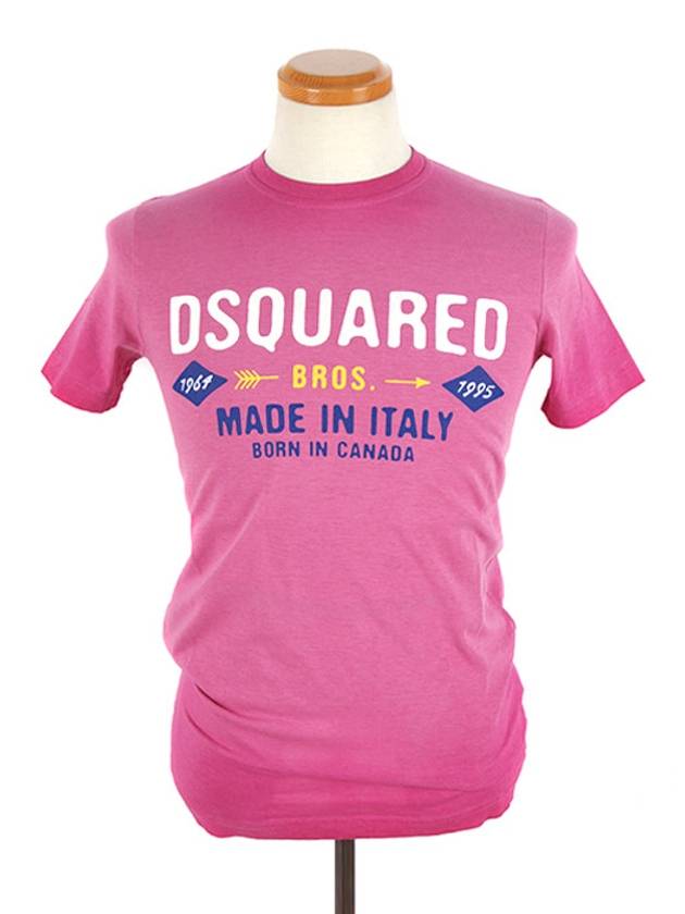 Logo Cotton Short Sleeve T-Shirt Pink - DSQUARED2 - BALAAN 3