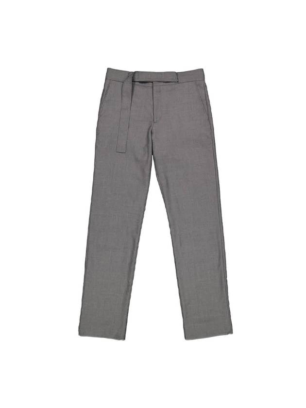 Men's Wool Belt Fit Straight Pants Gray - BURBERRY - BALAAN 1