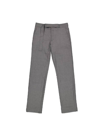 Men's Wool Belt Fit Straight Pants Gray - BURBERRY - BALAAN 1