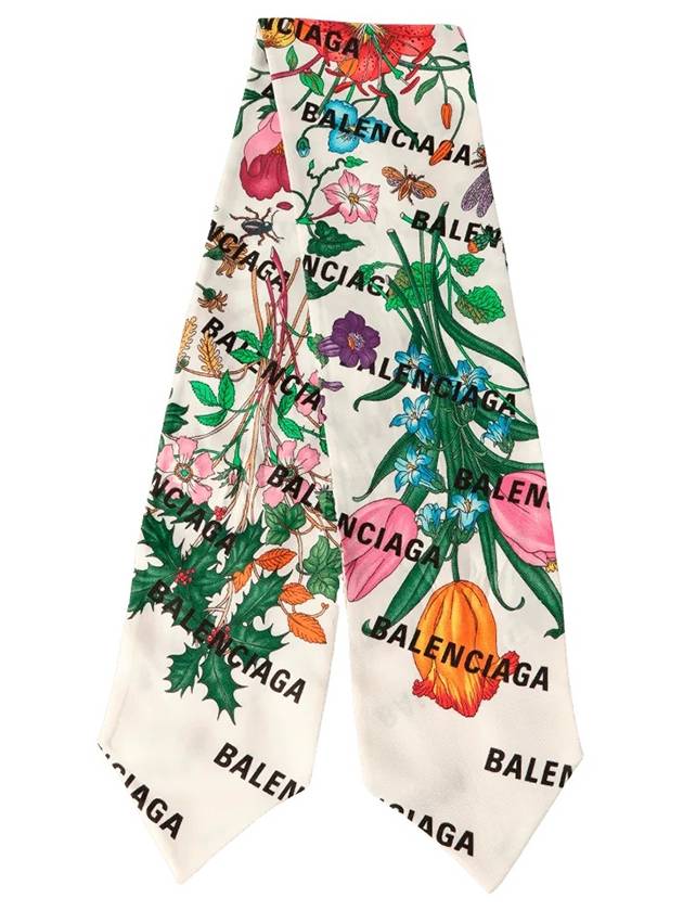 Balenciaga logo flower print twilly scarf - GUCCI - BALAAN.