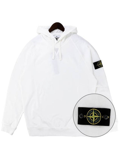 Wappen Patch Cotton Hooded Sweatshirt White - STONE ISLAND - BALAAN 2