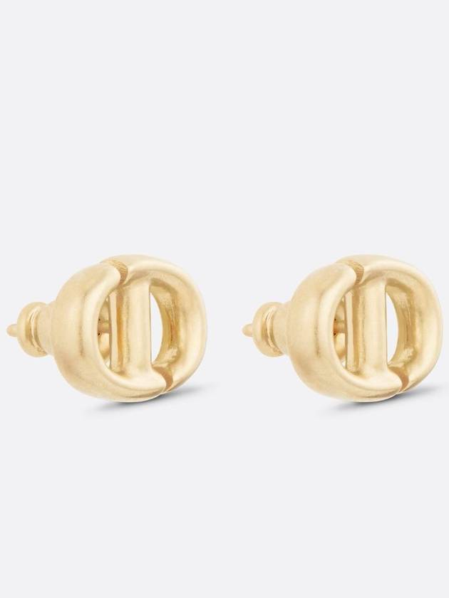 CD Navy Stud Metal Earrings Pink Gold Finish - DIOR - BALAAN 7