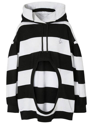 motif cut-out striped hoodie - BURBERRY - BALAAN 1