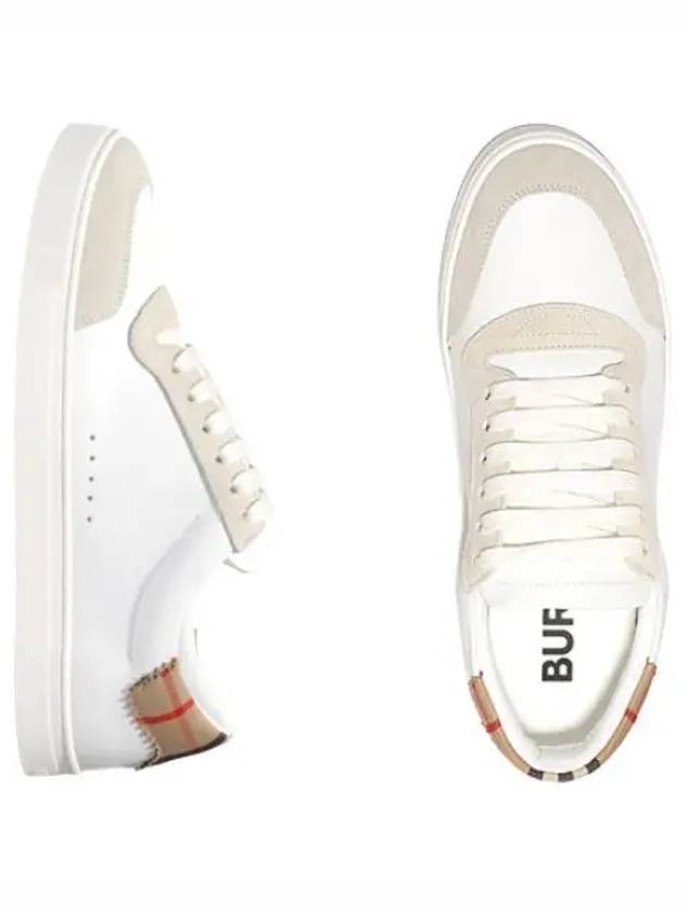 Leather Suede Check Cotton Low Top Sneakers White - BURBERRY - BALAAN 2