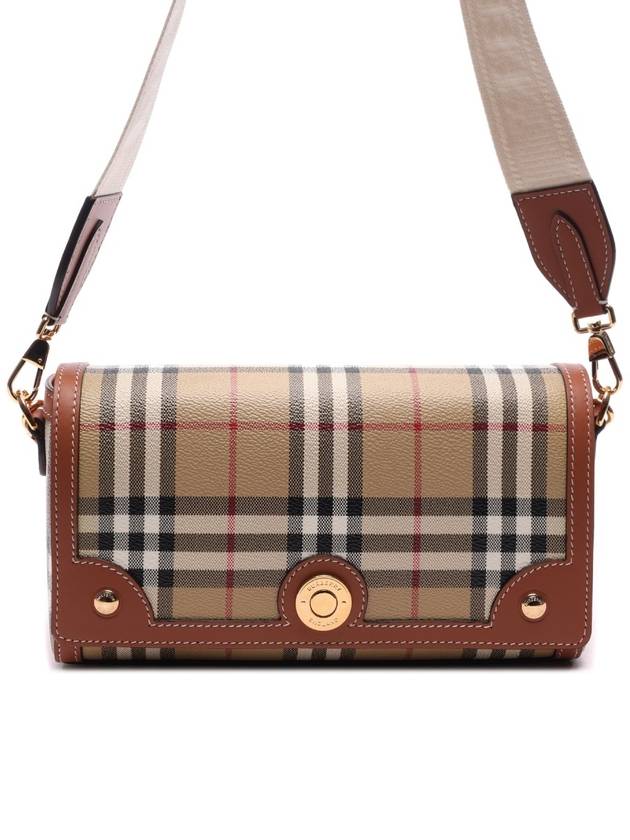 Women's Check Leather Top Handle Shoulder Bag Beige - BURBERRY - BALAAN 3