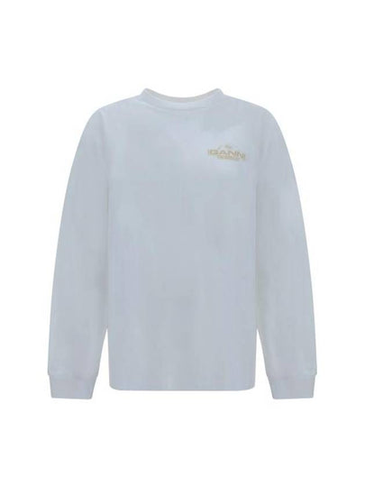 Logo Print Cotton Long Sleeve T-Shirt White - GANNI - BALAAN 2