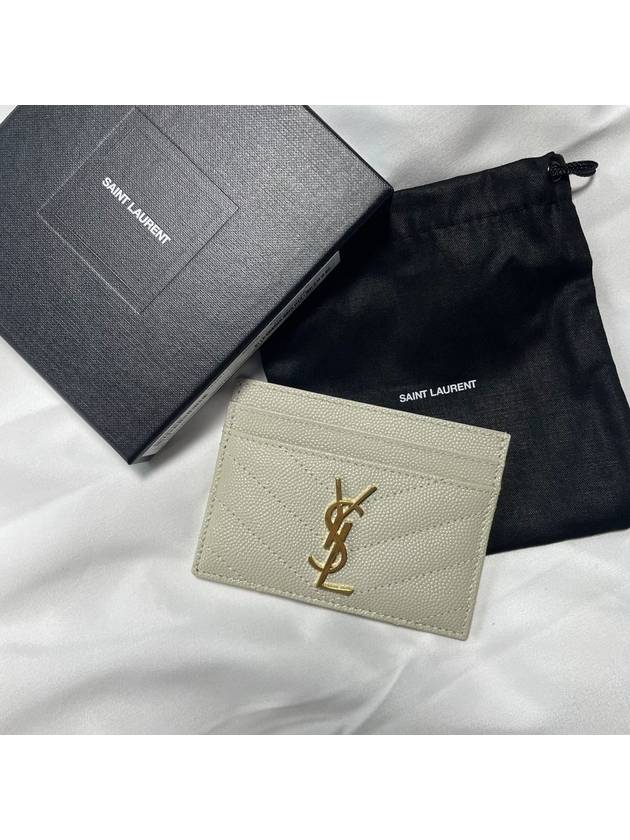 Gold Hardware Matelasse Caviar Leather Card Wallet Blanc Vintage - SAINT LAURENT - BALAAN 2