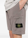 Cotton Fleece Cargo Bermuda Short Dove Grey - STONE ISLAND - BALAAN 6