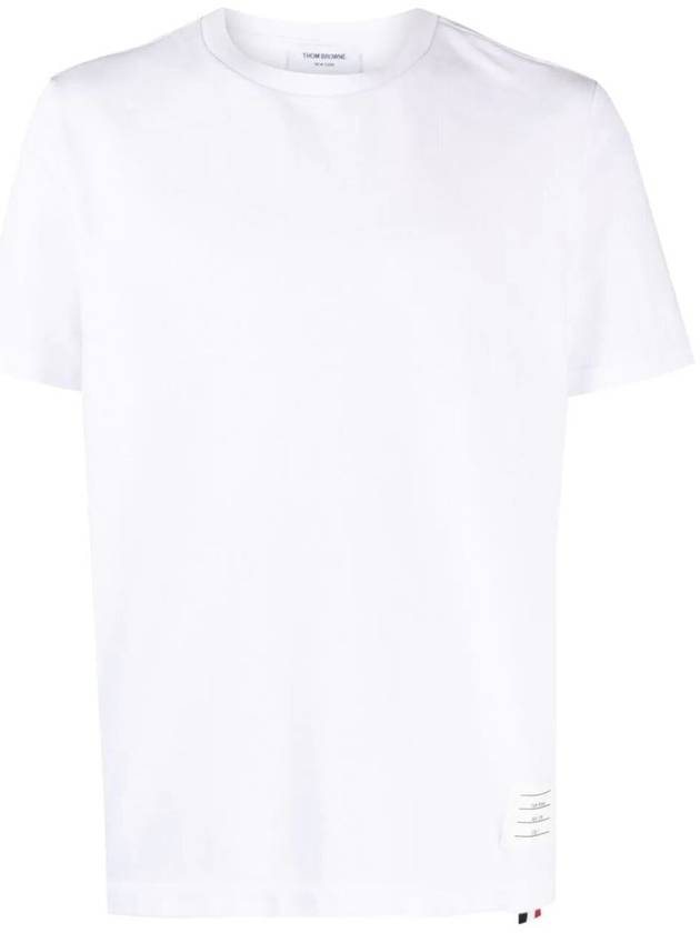 Men's Center Back Striped Short Sleeve T-Shirt White - THOM BROWNE - BALAAN 2