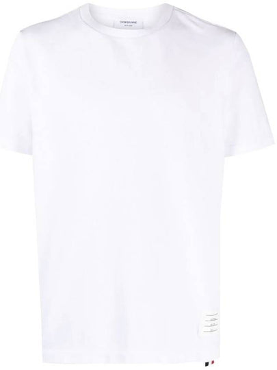 Men's Center Back Striped Short Sleeve T-Shirt White - THOM BROWNE - BALAAN 2