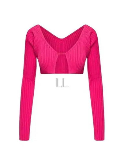 La Maille Pralu Micro Charm Logo Cardigan Pink - JACQUEMUS - BALAAN 2