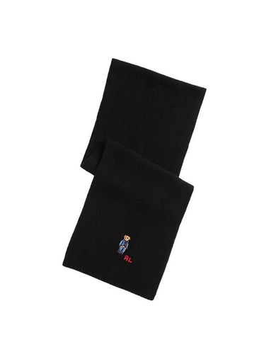 Embroidery Polo Bear Wool Muffler Black - POLO RALPH LAUREN - BALAAN 1