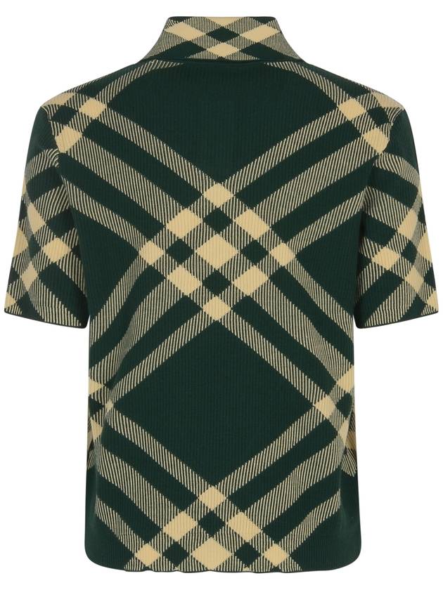 Checked Wool Polo Knit Top Green - BURBERRY - BALAAN 3