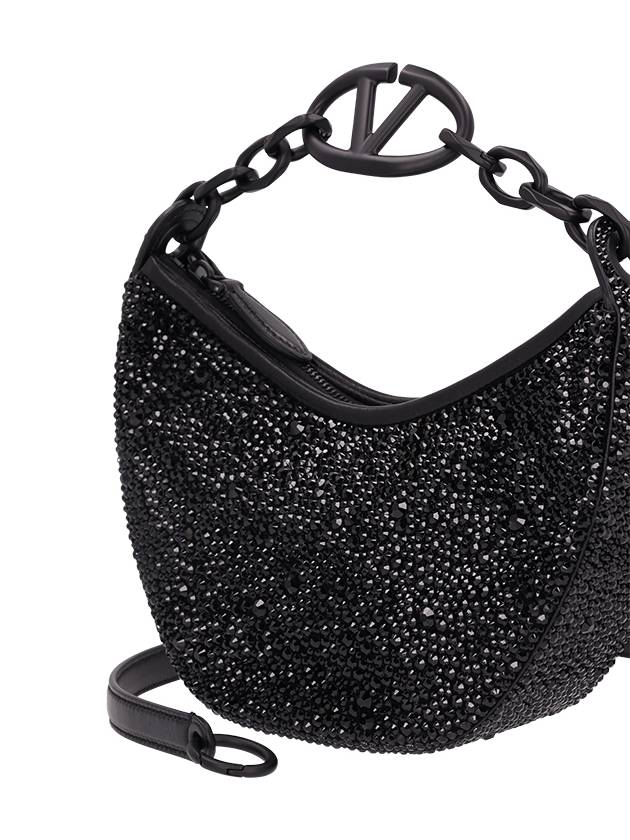 MINI HOBO VLOGO MOON BAG WITH RHINESTONE - VALENTINO - BALAAN 3