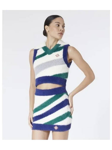 Women s furry striped vest white blue green whiteBLUEGREEN - CASABLANCA - BALAAN 1