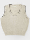 Linen Knit Vest Stitched by Hand OATMEAL women s top - RUBATI - BALAAN 2