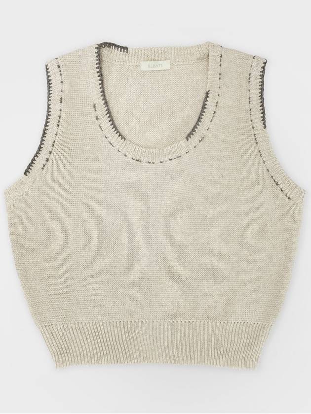 Linen Knit Vest Stitched by Hand OATMEAL women s top - RUBATI - BALAAN 2