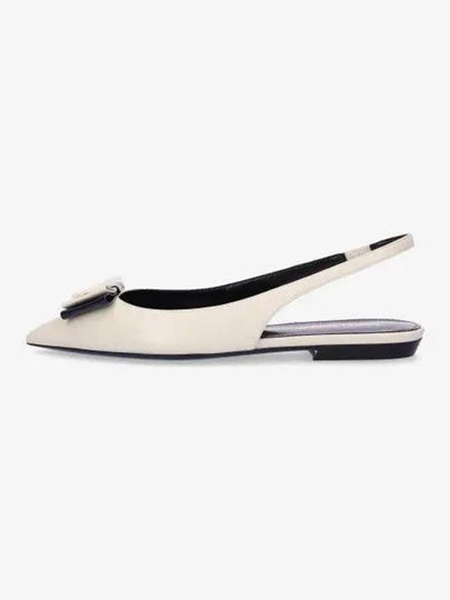 Anais Slingback Flats In Smooth And Patent Leather Ivory - SAINT LAURENT - BALAAN 2