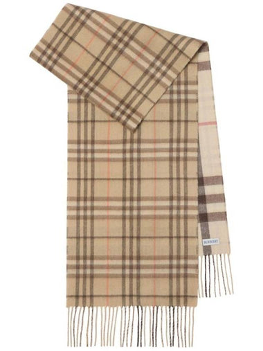 Reversible Contrast Check Cashmere Scarf Beige - BURBERRY - BALAAN 1