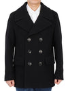 Men's Wool Double Coat Black - BURBERRY - BALAAN 2