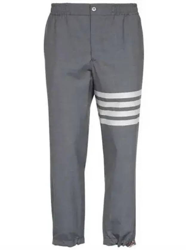 Plain Weave 4-Bar Elastic Waist Track Pants Grey - THOM BROWNE - BALAAN 2