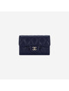 Classic Card Holder Grained Shiny Calfskin Gold Metal Navy Blue - CHANEL - BALAAN 1