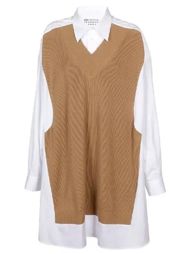 Knit Mix Shirt Midi Dress White Beige - MAISON MARGIELA - BALAAN 2