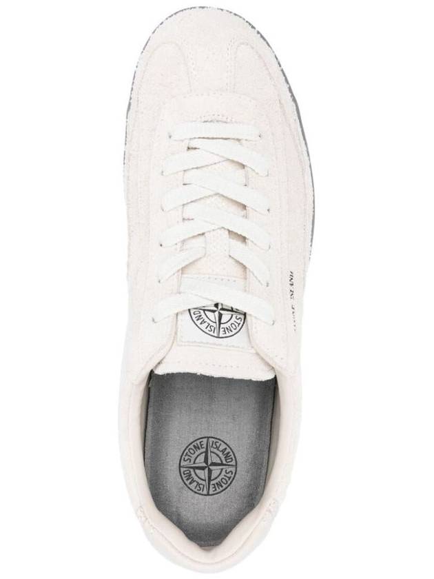 Logo Suede Low Top Sneakers Cream - STONE ISLAND - BALAAN 5