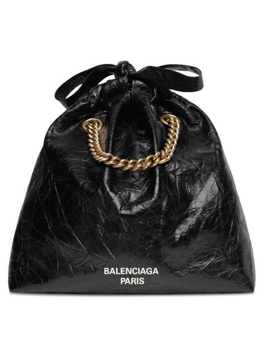 Crush Small Leather Shoulder Bag Black - BALENCIAGA - BALAAN 1