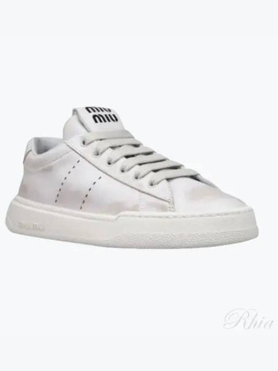 Bleached Leather Low Top Sneakers White - MIU MIU - BALAAN 2