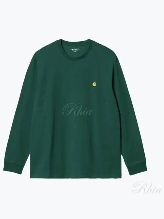 Men's Chase Mini Embroid Logo Long Sleeve T-Shirt Chervil - CARHARTT WIP - BALAAN 2