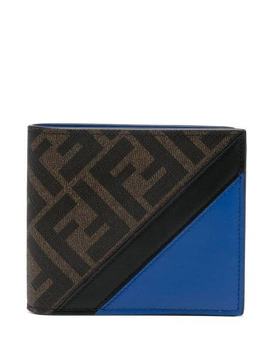 Diagonal FF Canvas Half Wallet Blue - FENDI - BALAAN 1