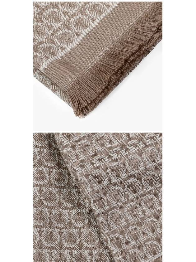 Gancini Wool Muffler Beige - SALVATORE FERRAGAMO - BALAAN 4