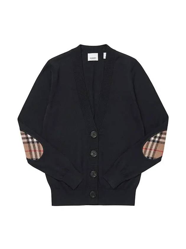 Dornoch Check Pattern Merino Wool Cardigan Black - BURBERRY - BALAAN 2