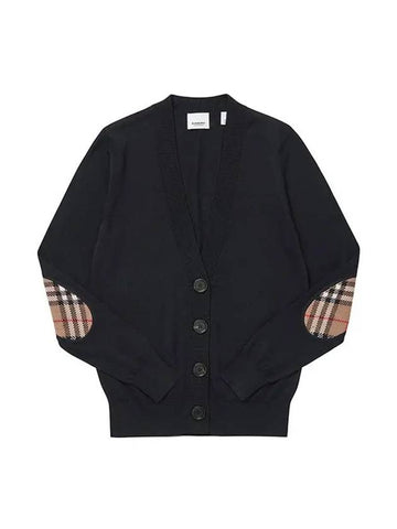 Dornoch Check Pattern Merino Wool Cardigan Black - BURBERRY - BALAAN 1