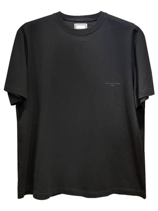 Back Patch Logo Cotton Leather Short Sleeve T-Shirt Black - WOOYOUNGMI - BALAAN 2