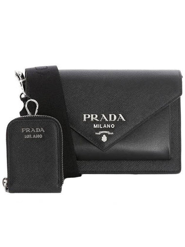 Saffiano Leather Mini Shoulder Bag Black - PRADA - BALAAN 1