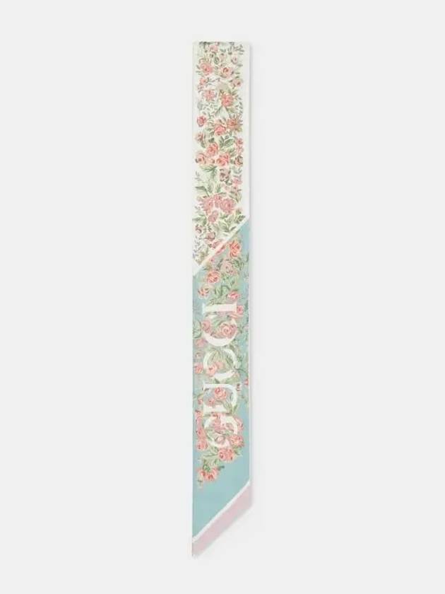 Floral Print Silk Neck Bow Aquamarine Pink - GUCCI - BALAAN 2