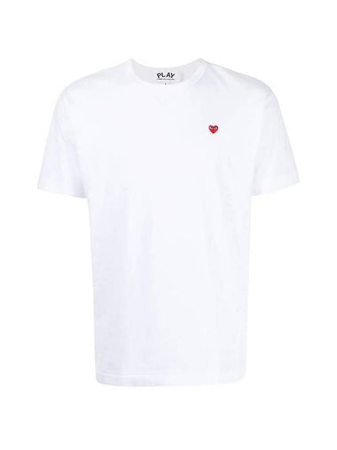 Mini Red Heart Wappen Short Sleeve T-Shirt White - COMME DES GARCONS - BALAAN 1