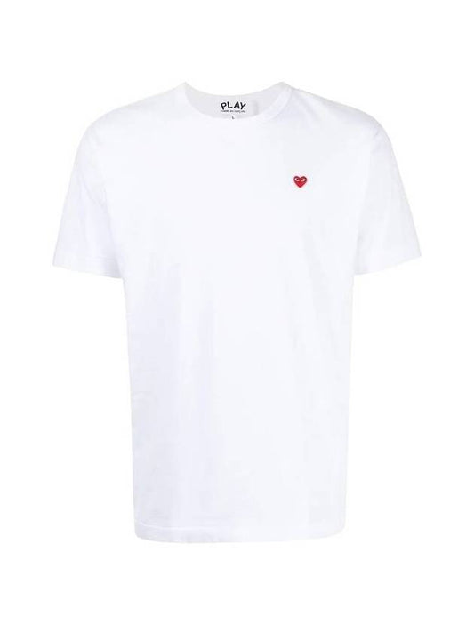 Play Men's Mini Red Heart Short Sleeve T-Shirt P1 T304 2 White - COMME DES GARCONS - BALAAN 1