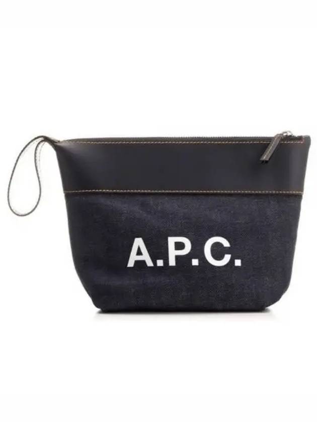 Axel Logo Denim Leather Pouch Bag Dark Navy - A.P.C. - BALAAN 2