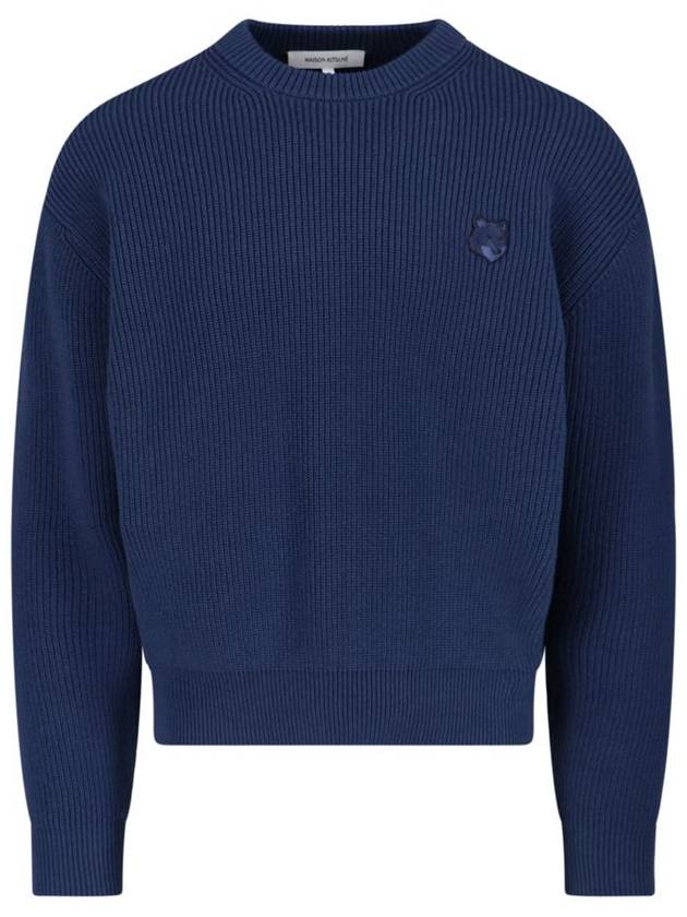 Bold Fox Head Patch Comfort Knit Top Navy - MAISON KITSUNE - BALAAN 2