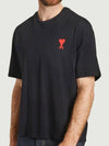 Heart Logo Cotton Jersey Short Sleeve T-Shirt Black - AMI - BALAAN 3