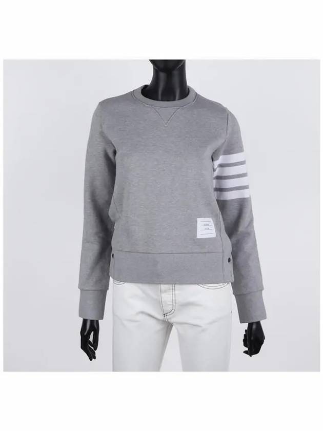 Engineered 4 Bar Stripe Loopback Jersey Knit Crewneck Sweatshirt Light Grey - THOM BROWNE - BALAAN 3