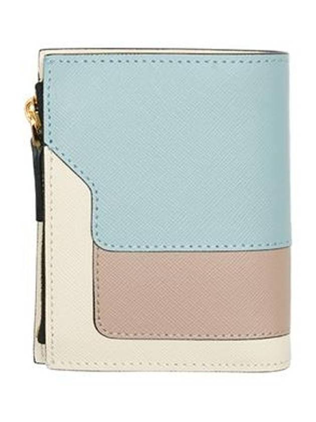 Color Block Leather Half Wallet Blue - MARNI - BALAAN 3