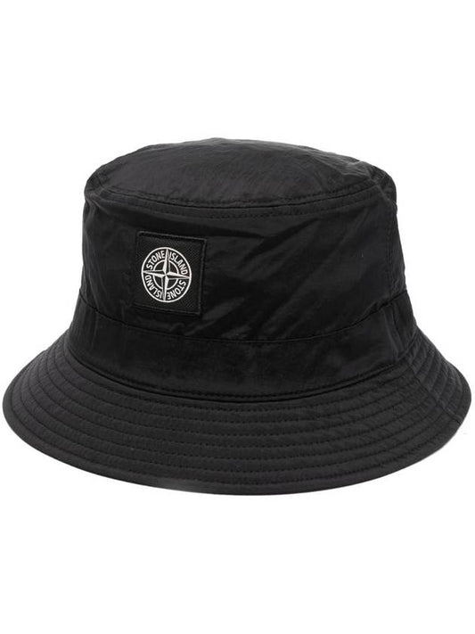 Logo Patch Nylon Metal Bucket Hat Black - STONE ISLAND - BALAAN 1
