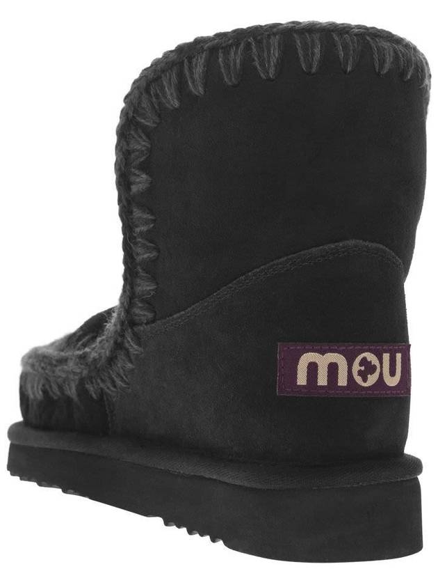 'Eskimo' Black Boots With Rear Logo Application In Suede Woman - MOU - BALAAN 3