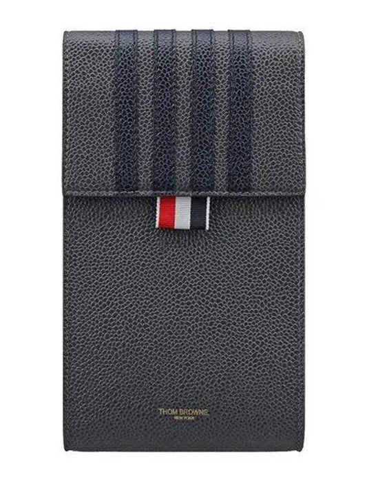 4-Bar Stripe Phone Holder Cross Bag Dark Grey - THOM BROWNE - BALAAN 2